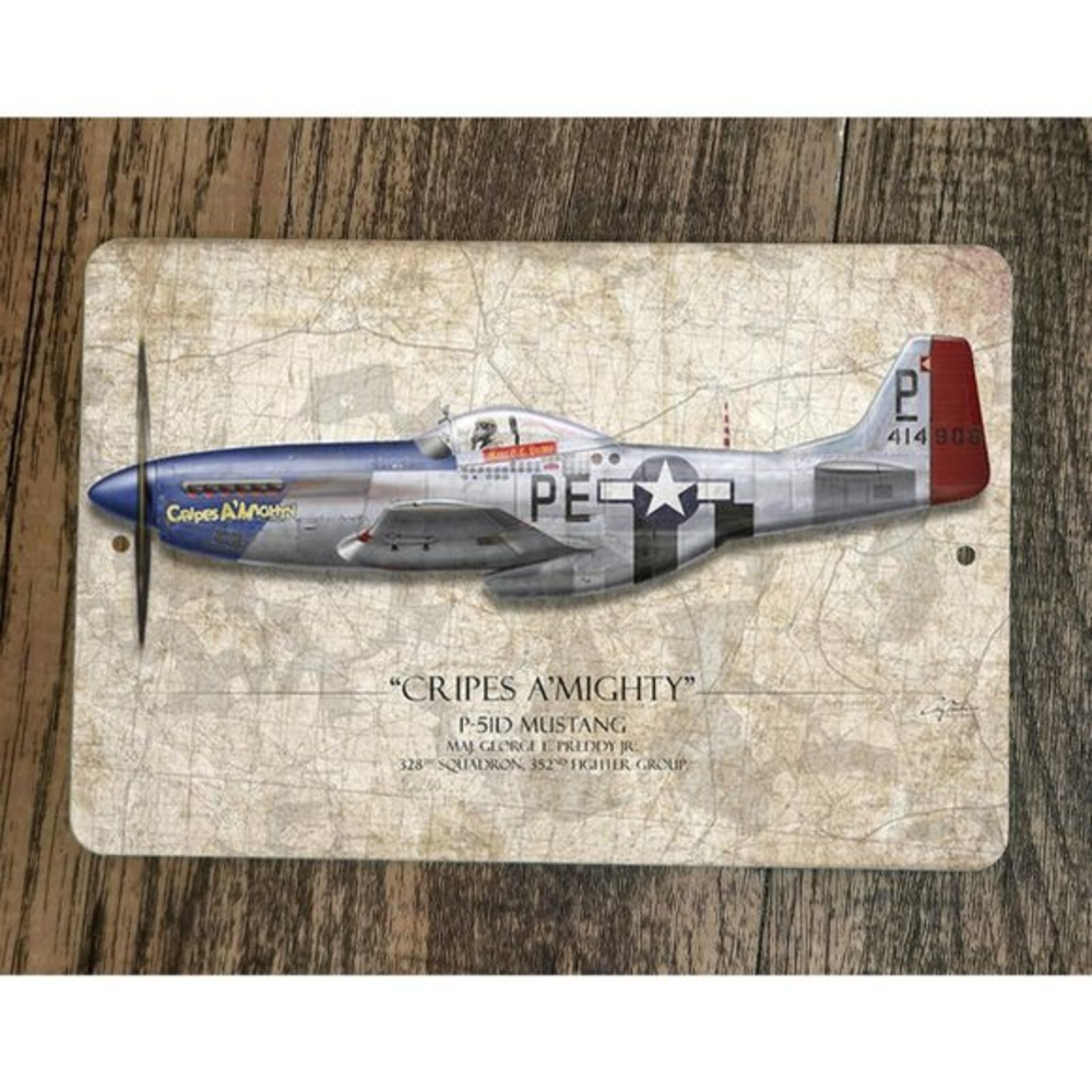 Cripes A mighty P-51D Mustang Military Jet Plane 8x12 Metal Wall Sign‎ Poster